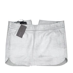 D’Ella Silver Short Leather Skirt With Pockets/ Made in Brazil